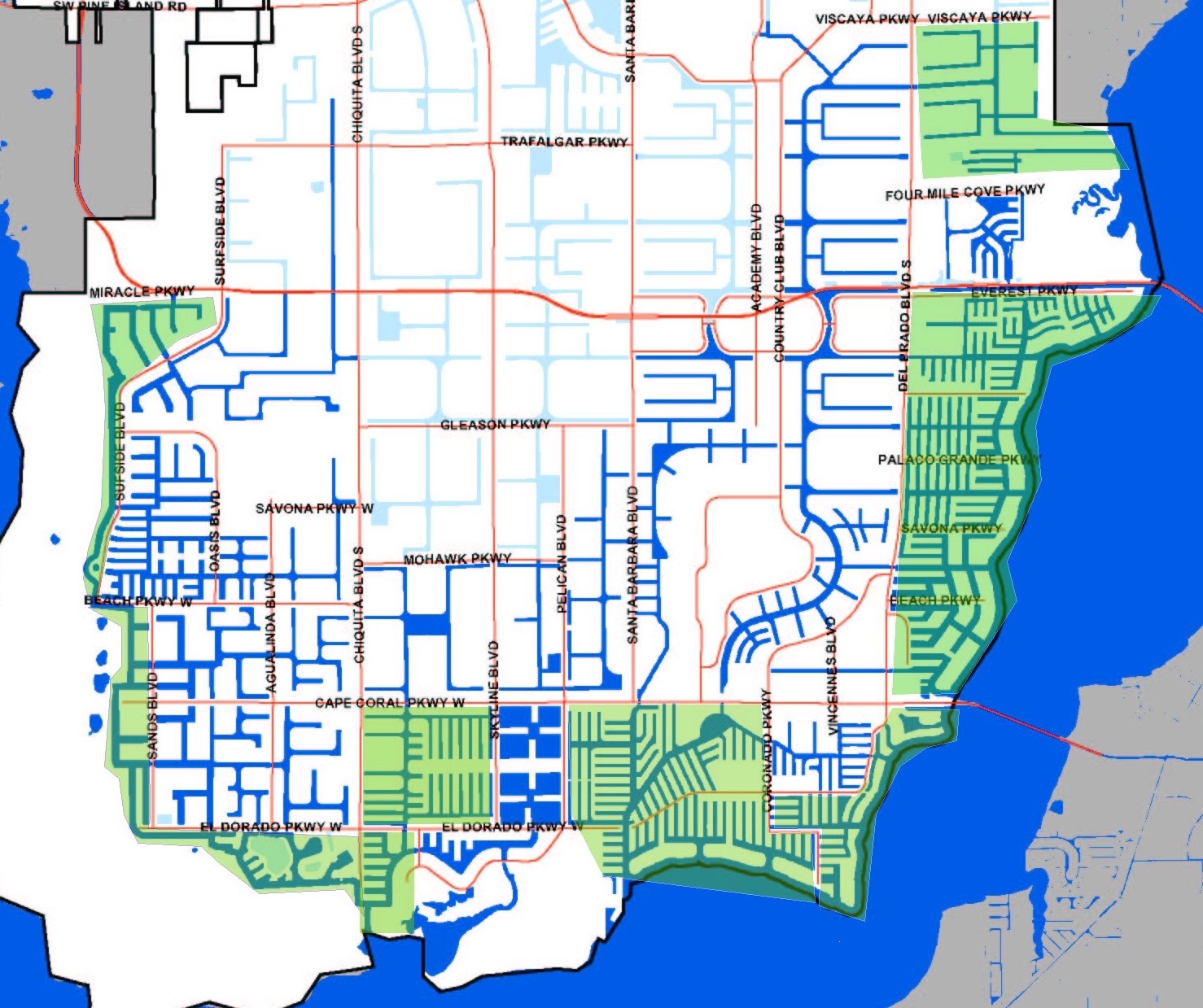 Cape Coral Canal Map | Southwest FL - SageRealtor.com